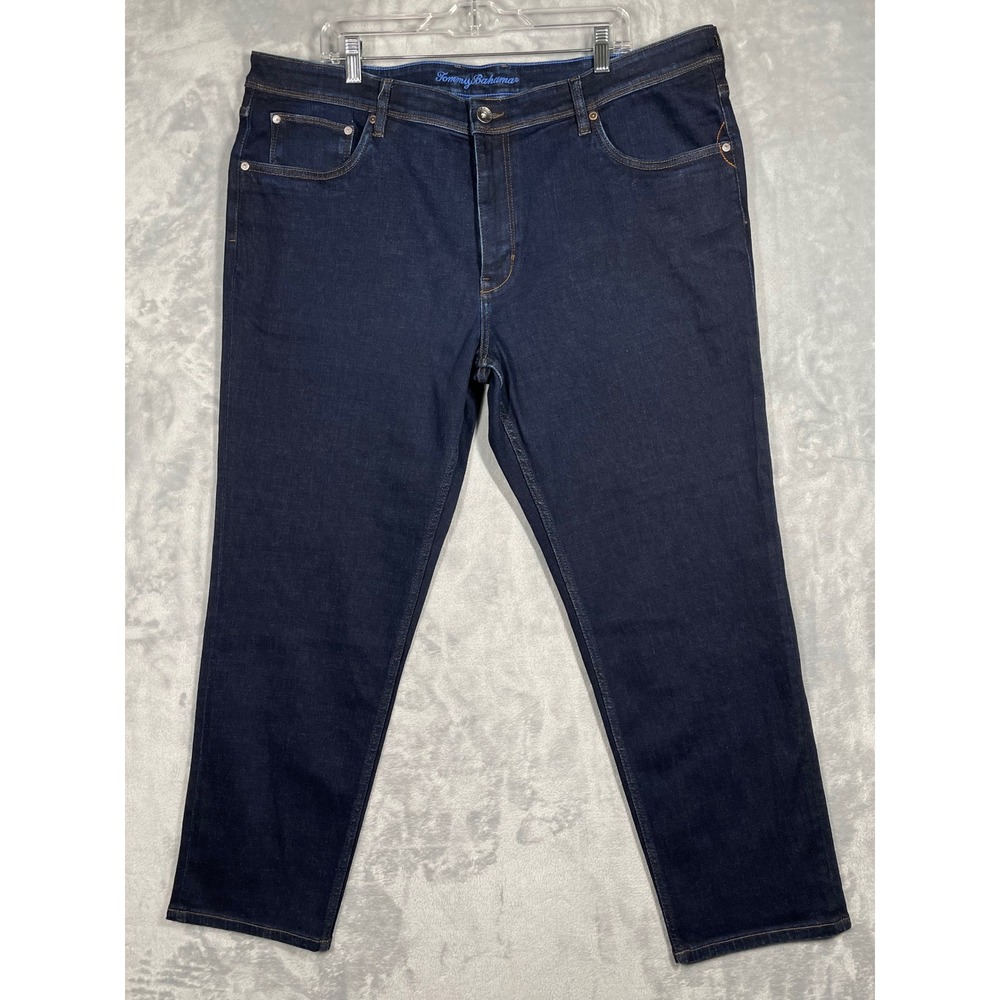 Tommy Bahama Mens Dark Wash Straight Leg Stretch Denim Jeans 42x30 Indigo Blue